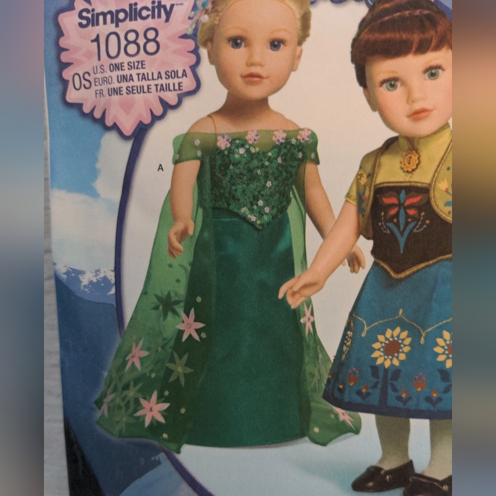 Simplicity 18" Doll Disney Frozen Clothes Sewing Pattern 1088 - Picture 8 of 10